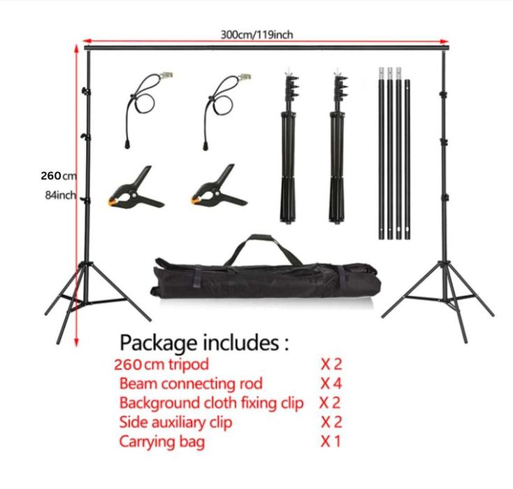 Фонова система 2.6х3 м. за фотография, видео и декорация