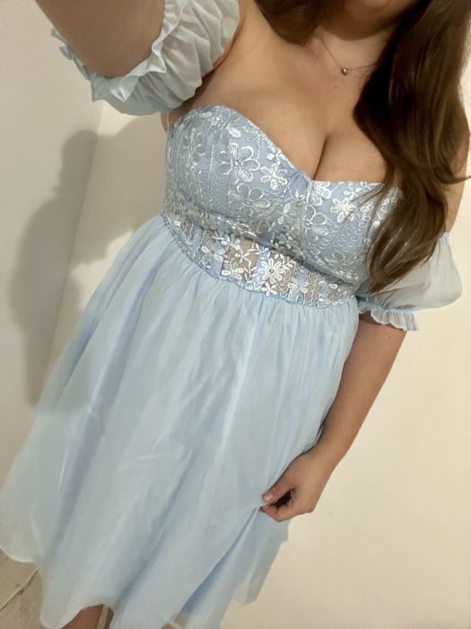 Rochie baby blue cu model tip corset