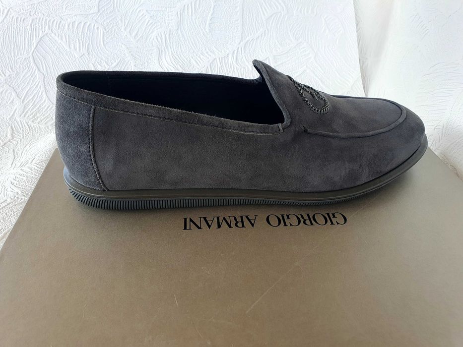 GIORGIO ARMANI мъжки лоафери - нови с кутия, 3 цвета (бежово/оранж велур/сиво), естествена кожа - Изпращаме с Еконт/Speedy
