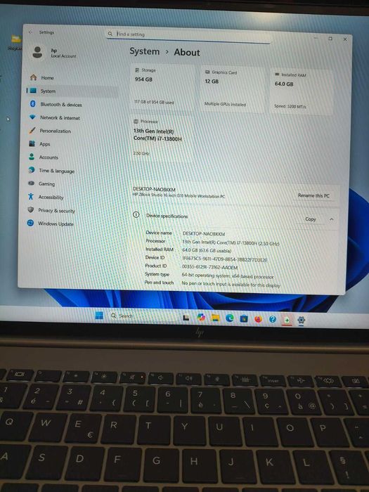 vand hp zbook studio g10 16" i7 16gb ddr5 500gb rtx 4000 ada 12g