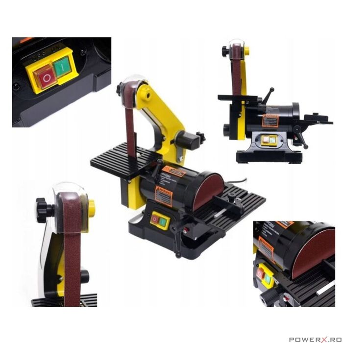 Polizor, slefuitor de banc, putere 600 W, cu banda si disc abraziv,