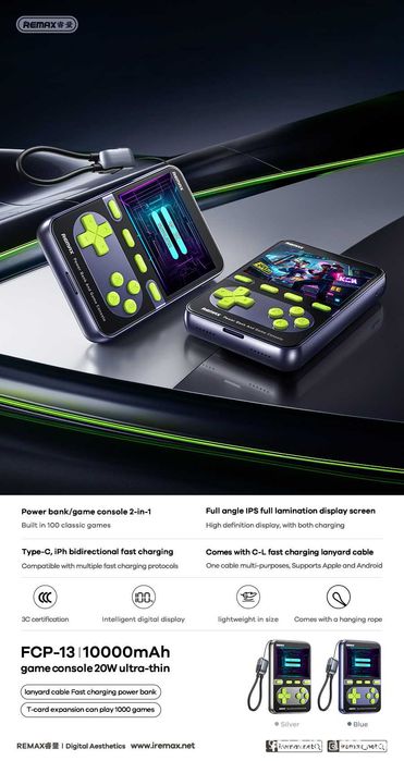 Remax FCP-13 Game Console 20W Power Bank CCC 10000mAh & iPhone 16 17