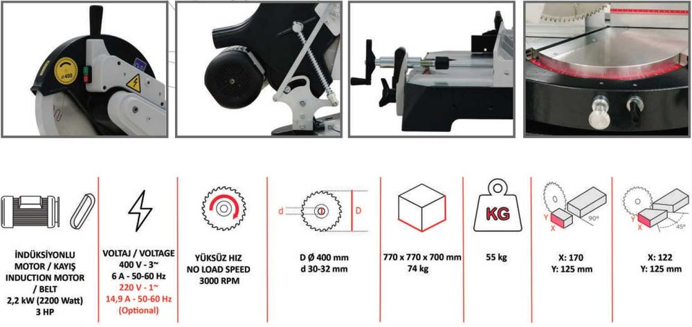 Преносим циркуляр с горно подаване на диска  ATLANTIC 400 / Ozcelik