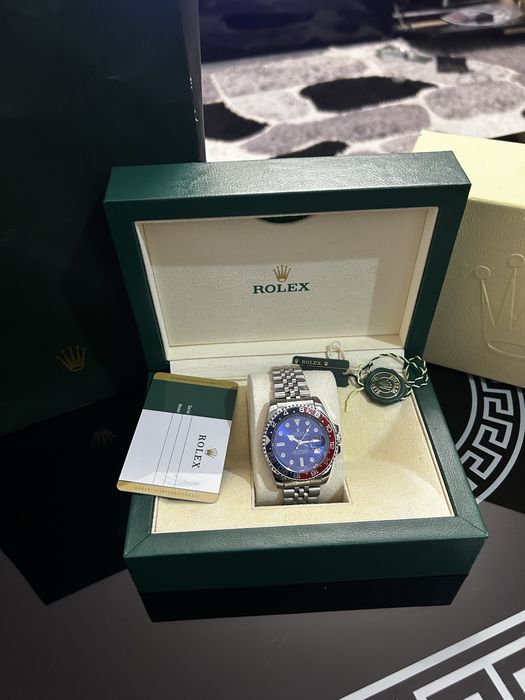 Ceas tip GMT Master II Pepsi albastru rosu full set cutie mare nou