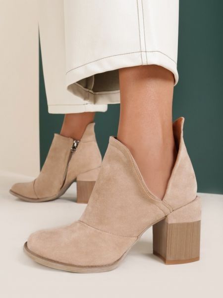 Botine bej toc gros - marime 39