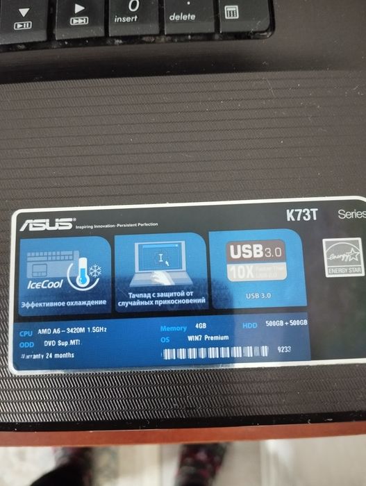 Продам ноутбук Asus K73T