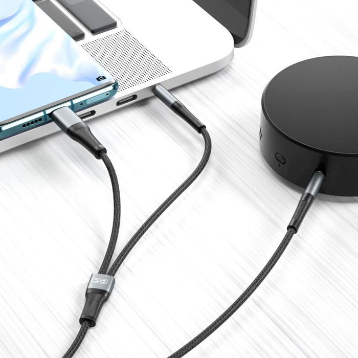 Преходник от 3.5mm към Lightning + 3.5mm/от 3.5mm към Type-C + 3.5m,XO