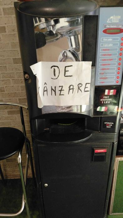 Automat cafea profesional vending, cafea boabe, monedar – funcțional
