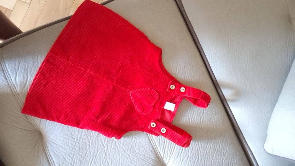 Бебешки джинсов сукман в червено