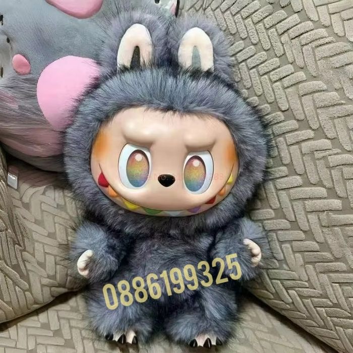 Голямо Лабубу Зимомо Labubu Zimomo бяло, кафяво, черно, сиво, Лилаво