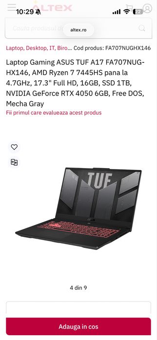 Vand laptop Gaming Asus TUF A17 nou!