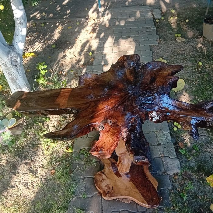 Masa din rădăcină secționata din lemn de nuc