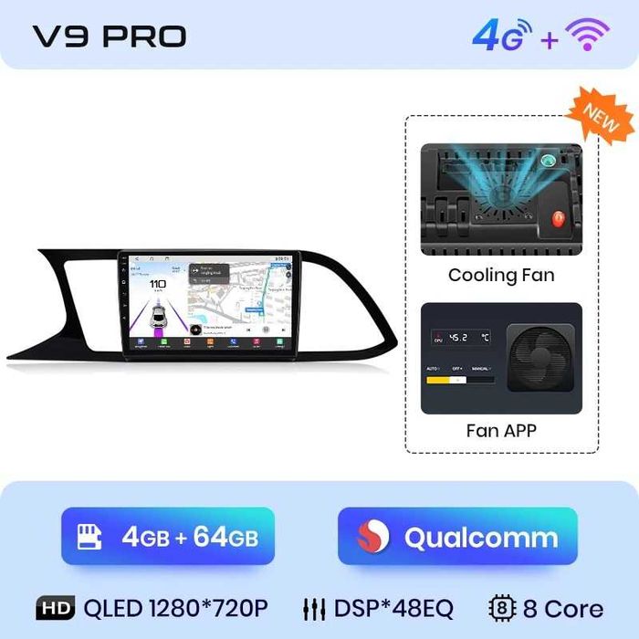 Navigatie android Seat Leon 3 CarPlay AndroidAuto GPS USB camera