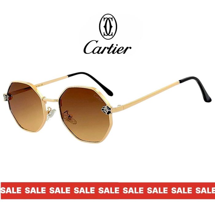 Cartier WESS Унисекс слънчеви очила с многоъгълна рамка UV 400 Защита