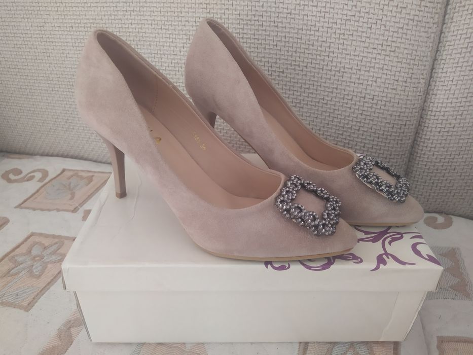 Туфли замшевые, беж