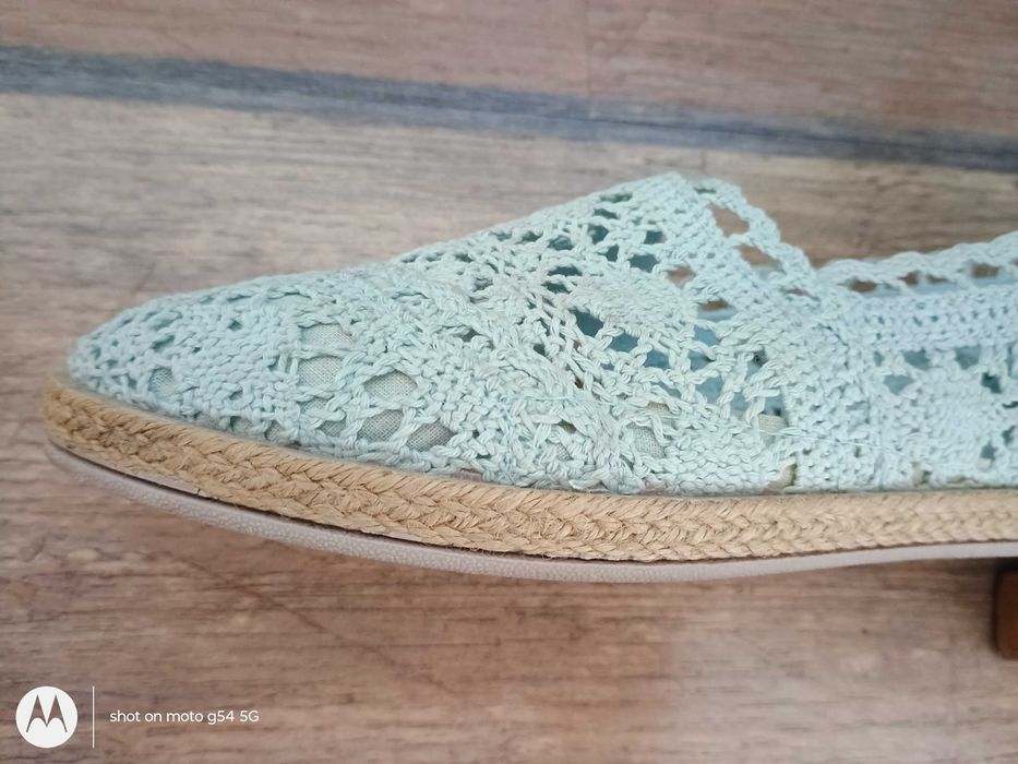 Дамски дантелени обувки еспадрили, размер 40, светло сини