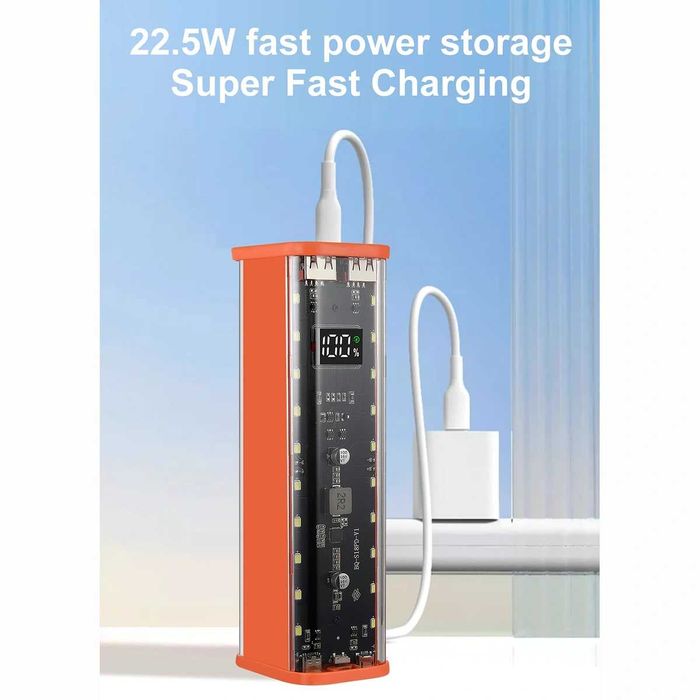 Carcasă Power Bank pentru 8 acumulatori 18650 cu PD & QC 22.5W USB-C