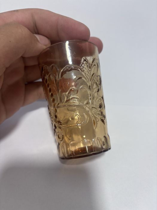 Pahar vintage Regele Carol al II-lea – sticlă presată rară, anii ’30