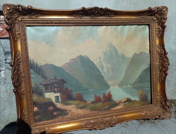 Tablou Ulei pe pânză o lucrare semnata încadrată într-o ramă din lemn