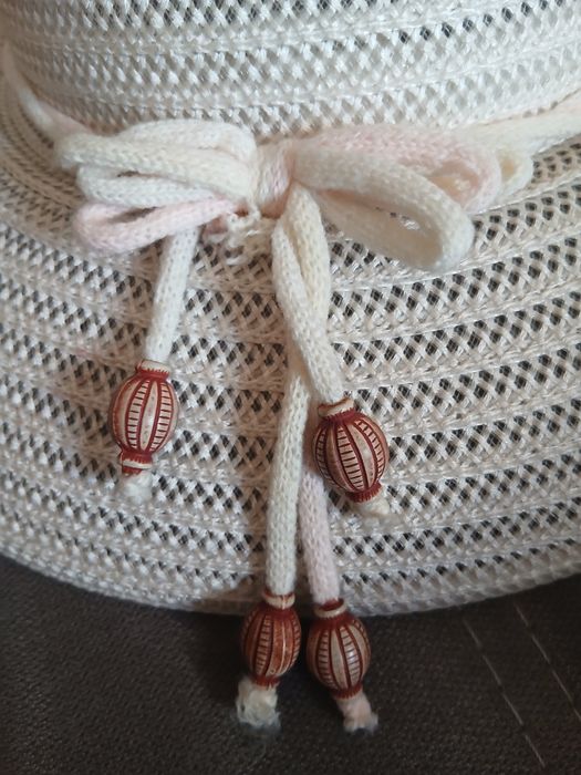 Pălărie de vară din paie, crem, model elegant boho