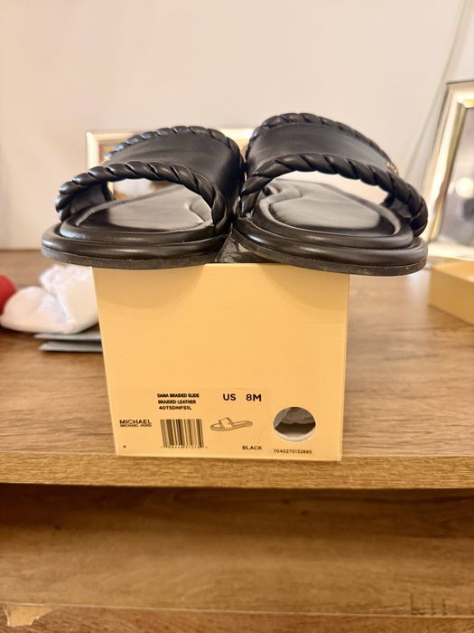 Papuci Michael Kors Dana Braided Slide – damă, mărimea 38,5 (US 8)