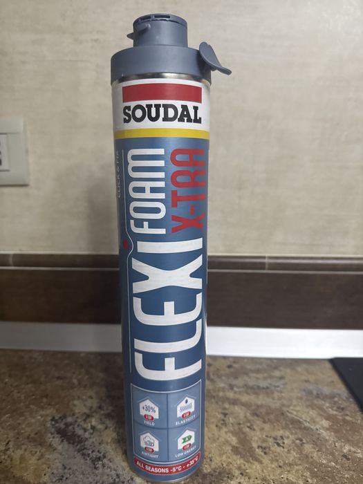 spuma poliuretanică elastică Soudal Flexifoam 750ml X-tra Click & Fix