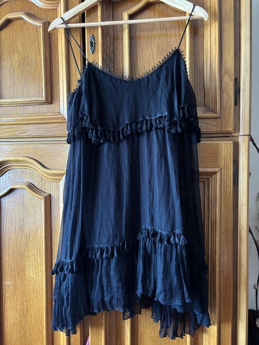 Rochie Nissa din mătase naturală 100%, neagră, mărimea 36/S, elegantă, purtată o singură dată