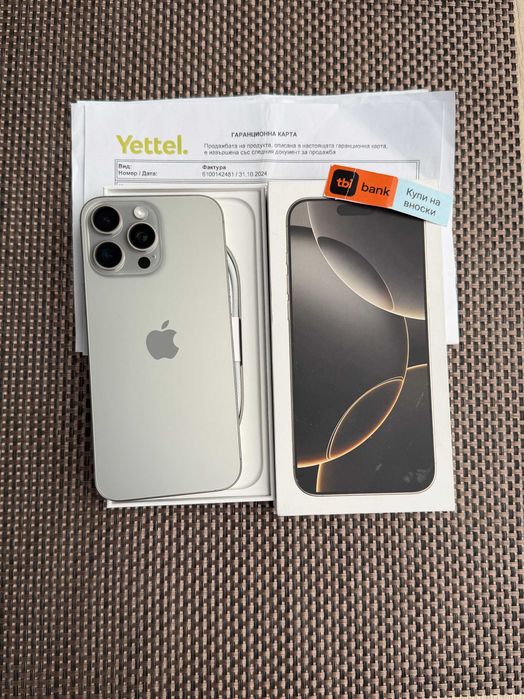36М ГАРАНЦИЯ! iPhone 16 Pro MAX Лизинг от 30€/мес Natural Titanium КАТО НОВ 256GB