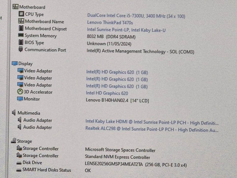 vand laptop diagnoza Lenovo ThinkPad T470s.14"FH.i5.8 gb ram.Ssd 256