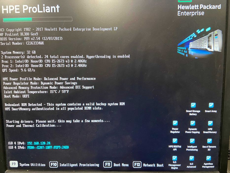 HPE DL380 Gen9 2* Xeon E5-2673 v3, 32GB DDR4, 24*SFF сървър G9
