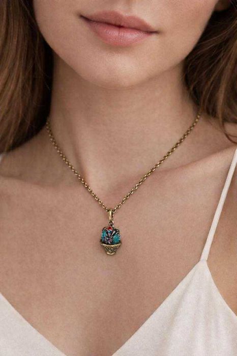 Pandantiv manufacturaț în argint filigranat, aurit emailat