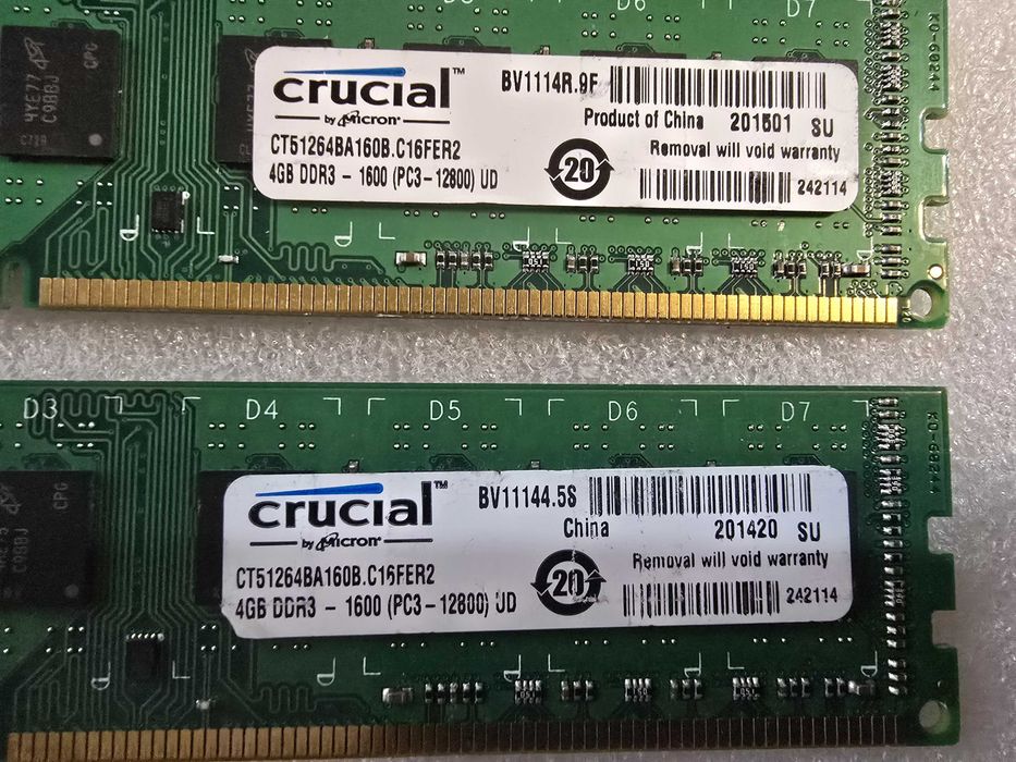 Memorie RAM desktop Crucial 4GB PC3-12800 DDR3 1600MHz non-ECC CL11