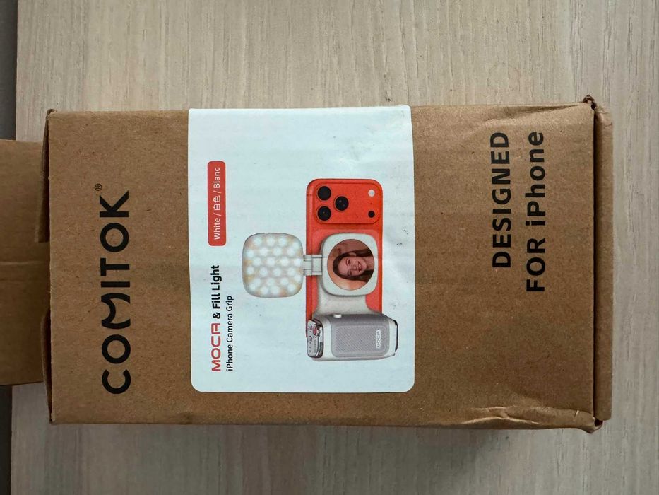 Grip Foto iPhone COMITOK MOCA — MagSafe, Lumină LED, Telecomandă, Kit Complet
