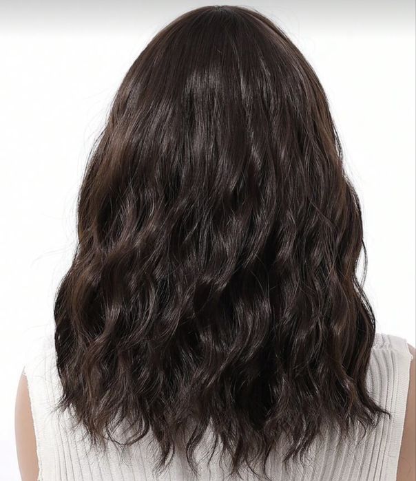 Peruca saten inchis / brunet ondulata