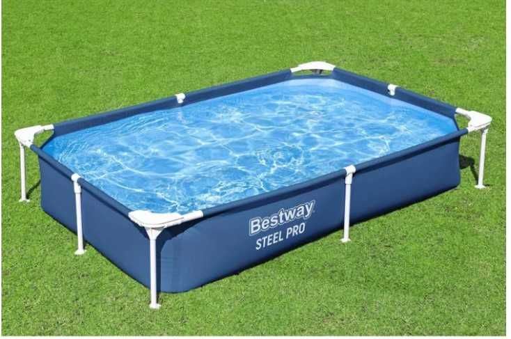 Piscina cu cadru metalic Bestway Pro 56401, supraterana, dreptunghiulara, 221 x 150 x 43 cm + Bonus: piscina Elefant