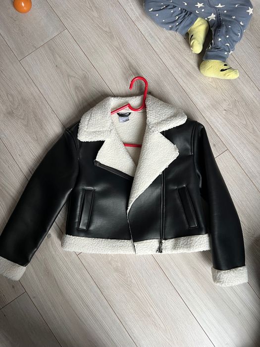 Ново детско яке тип дублёнка 134–140 (еко кожа)