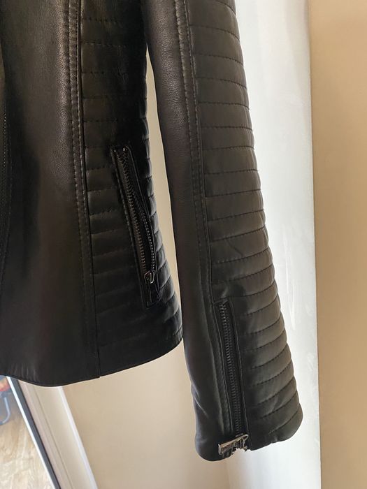 Geaca piele cu guler blana