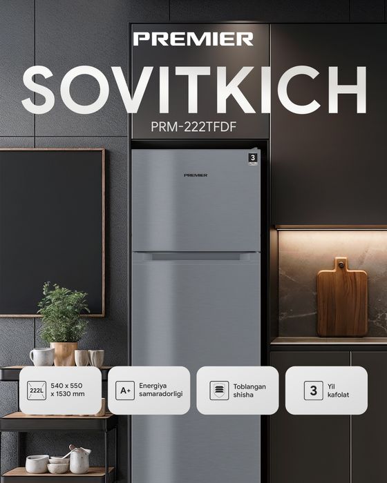 PREMIER PRM-222TFDF (222 litr) Inox

Hajmi: Sovutgich kamerasi 170 l /