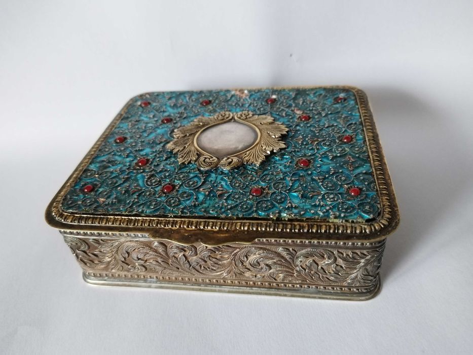 caseta, cutie bijuterii din argint masiv 800, 440g