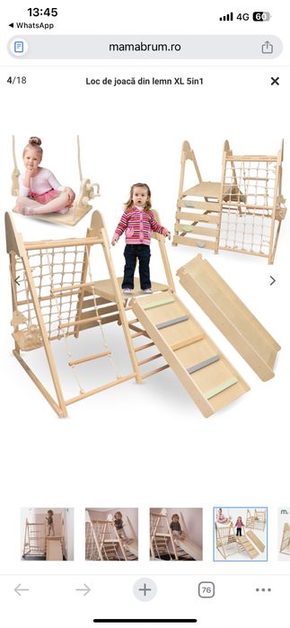 Loc de joacă din lemn XL 5in1