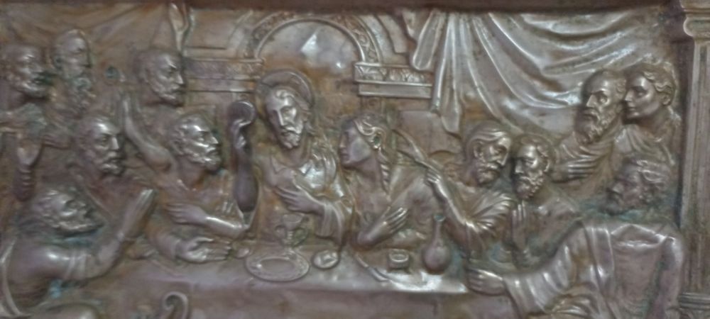 Тайната вечеря,изработена от мед ,посребрена