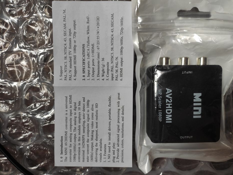 Преходник от RCA AV (чинчове) към HDMI