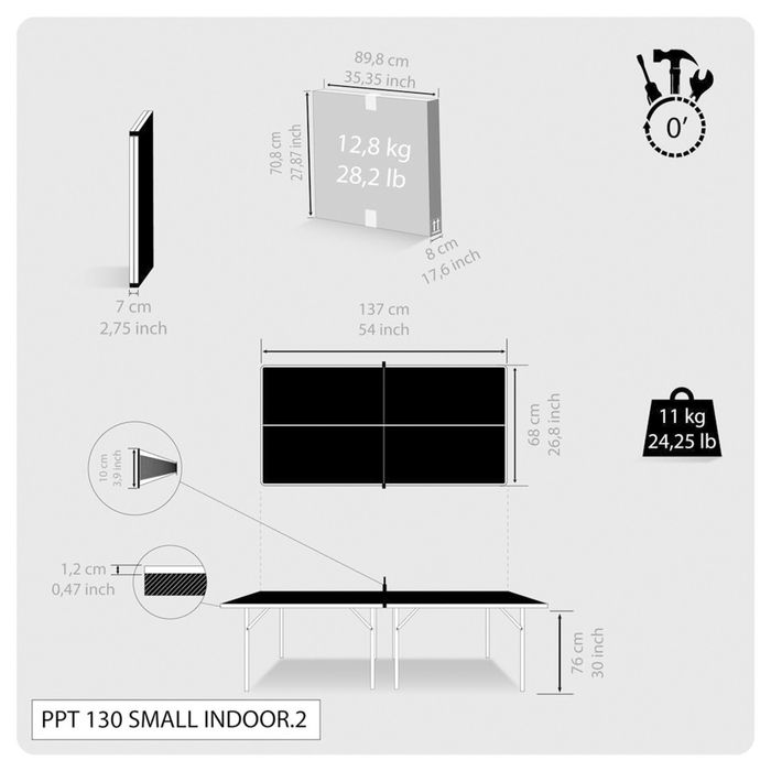 Masă de Ping Pong Ppt 130 mică interior - produs resigilat Decathlon