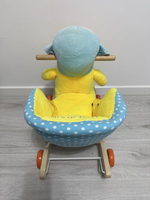 Balansoar copii 2 in 1 Go Kart cu muzica, maimuta, culoare albastru