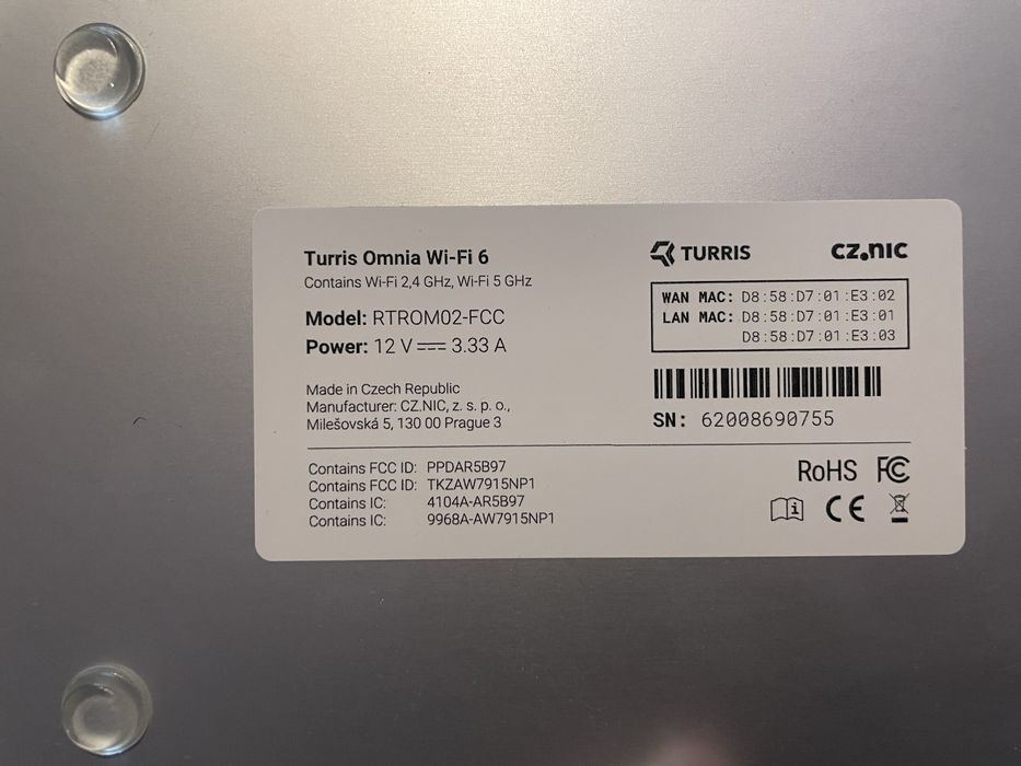 Turris Omnia, Router. Open Source, WiFi 6 (ax)