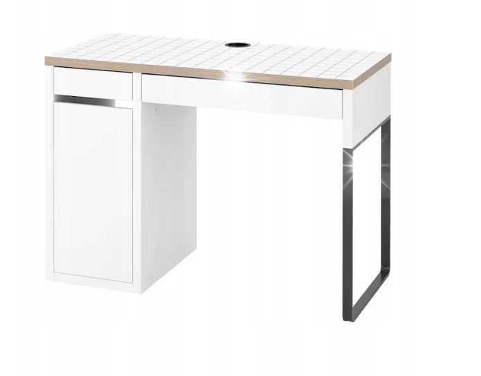 Birou IKEA MICKE alb 105x50cm, 2 rafturi reglabile, 75cm inaltime, nou sigilat