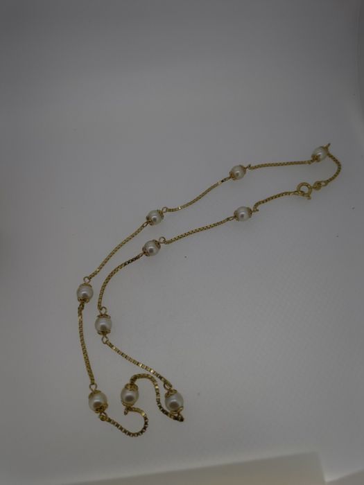 Lanț cu perle aur 18k 13.8gr (r)
