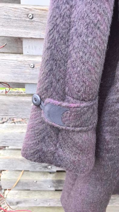 Ново Палто (без етикет) с интересен десен и състав, размер 46, XL/XХL.