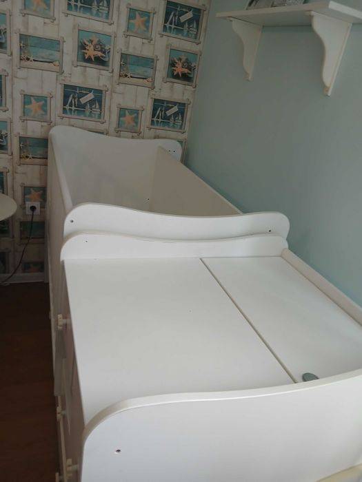 Детска дървена кошара 3 в1 с люлеещ механизъм Лорели