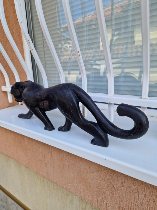 Прекрасна огромна антикварна дървена фигура статуетка